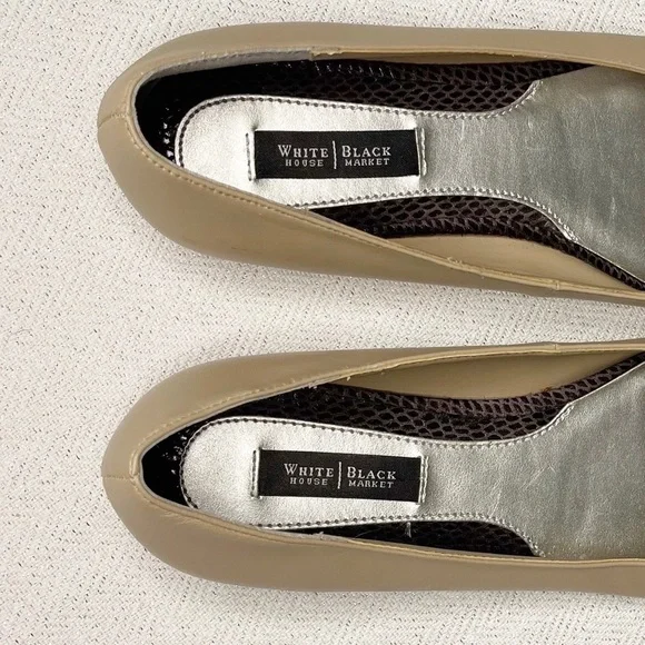 White House Black Market Tan Snakeskin Leather Pointy Toe Flats Shoes 8.5 - Picture 8 of 10